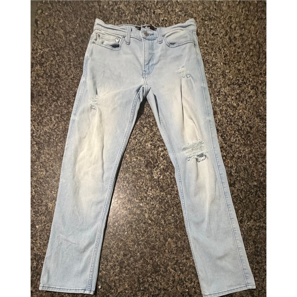 Hollister Slim Straight Advanced Stretch Light Wash Distressed Jeans W29 L30